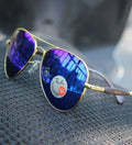 New Stylish New Oval Shape Blue & Gold 3517 Sunglasses For Men.