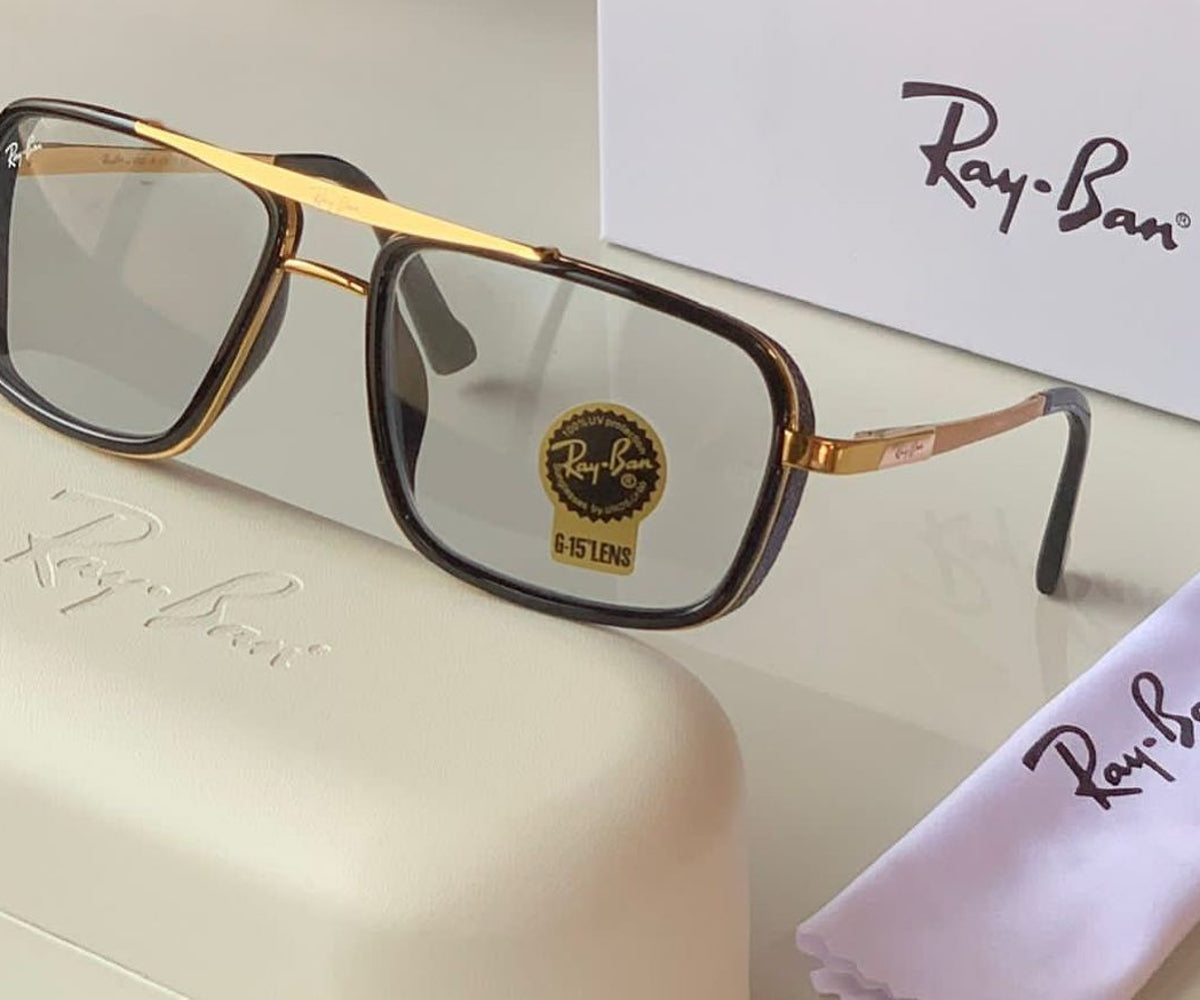 New Stylish Super Hit Clear & Gold 4413 Square Causal Latest Master Pcs Sunglass For Unisex.