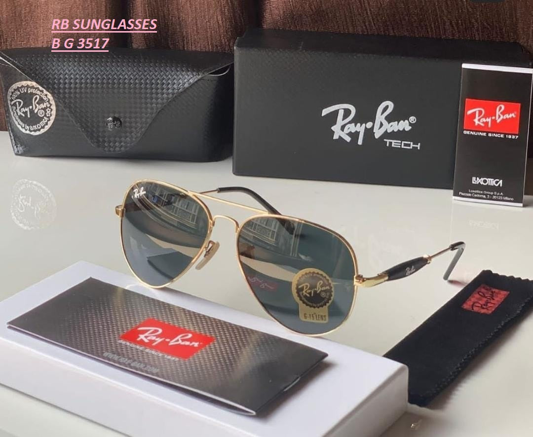 New Stylish New Oval Shape Black & Gold 3517 Sunglasses For Men.